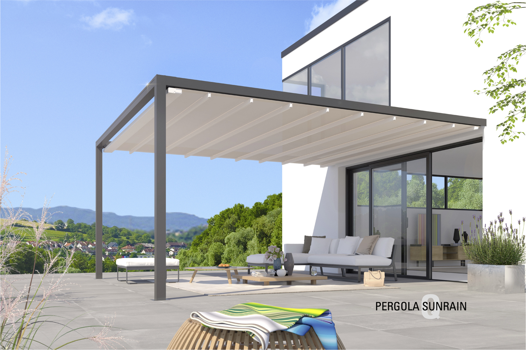 Pergola_Sunrain_Q_ausgefahrenes_Lamellendach
